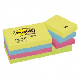 653MLBA Samoprzylepne bloczki Post-it®, paleta spokojna, 12 sztuk po 100 kart. 38x51 mm