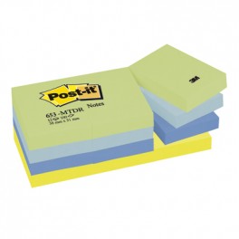 653MTDR Samoprzylepne bloczki Post-it®, paleta marzycielska, 12 sztuk po 100 kart 38x51 mm