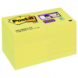 622-12SSCY-EU Bloczek samoprzylepny Post-it® Super Sticky, żółty, 12 sztuk po 90 kartek, 51x51 mm