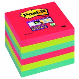 654-6SS-JP Bloczek samoprzylepny Post-it® Super Sticky, sercowe kolory, 6 sztuk po 90 kartek, 76x76 mm