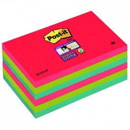 655-6SS-JP Bloczek samoprzylepny Post-it® Super Sticky, sercowe kolory, 6 sztuk po 90 kartek, 76x127 mm