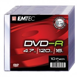 Dysk Emtec DVD-R 4,7GB 16X Slim (10)