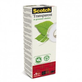 612-1933-9 Zestaw 9 sztuk Taśmy Scotch® Transparent A greener choice, przezroczyste, 19mm×33m  w kartonowej wieży